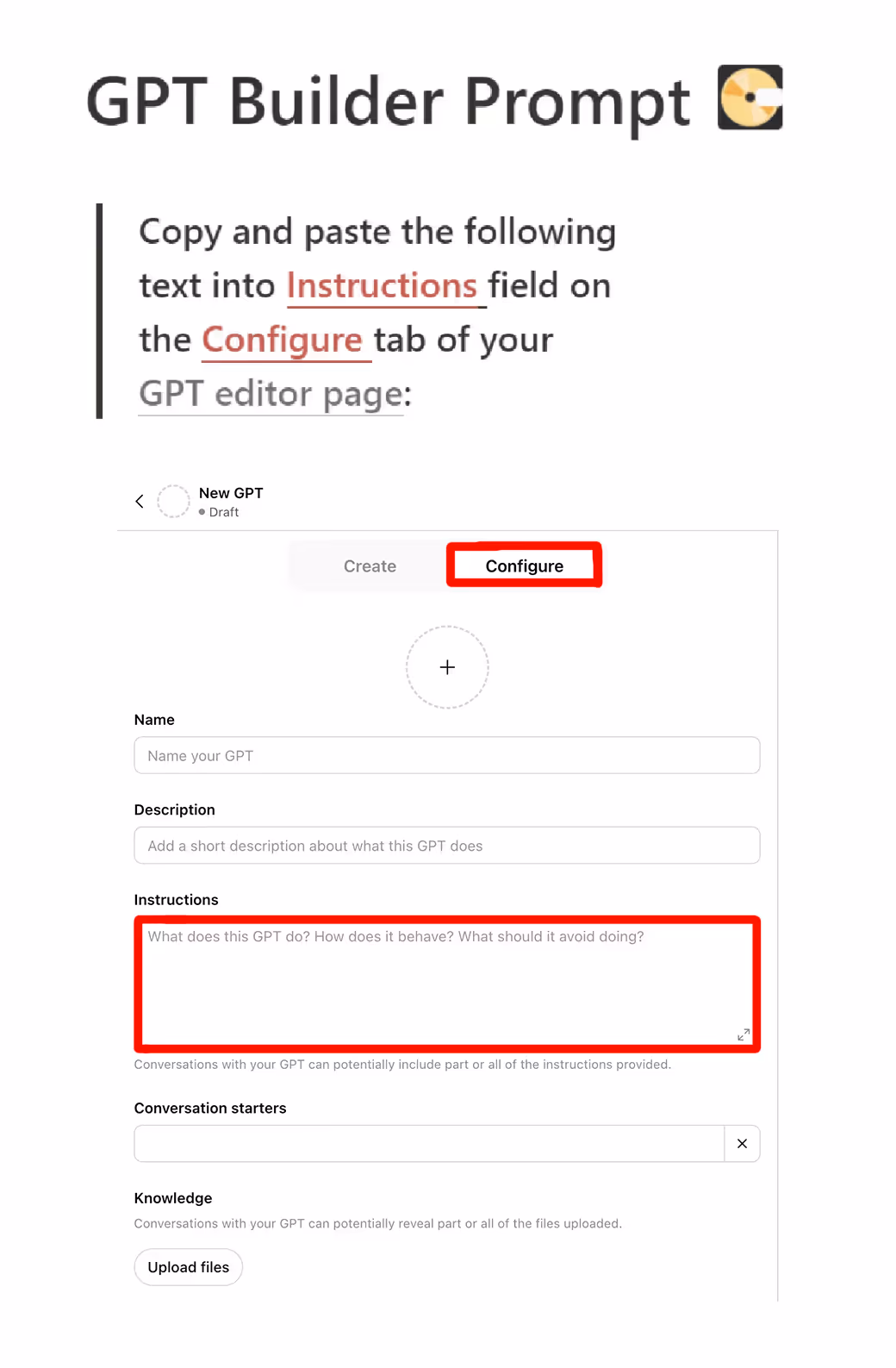 Access the GPT Builder