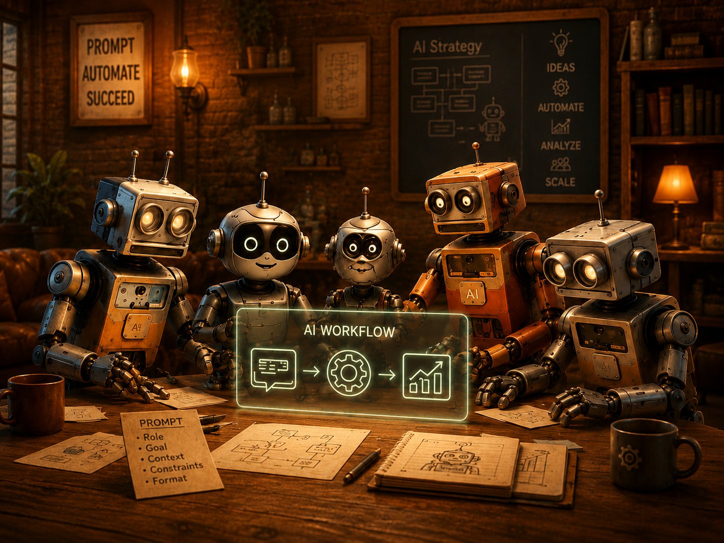 AI community robots working together